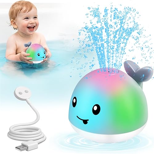 Juguete de baño de ballena de carga magnética original, juguetes de baño iluminados para bebés de 1 a 3 años, juguete para bebé, juguete para bebé,