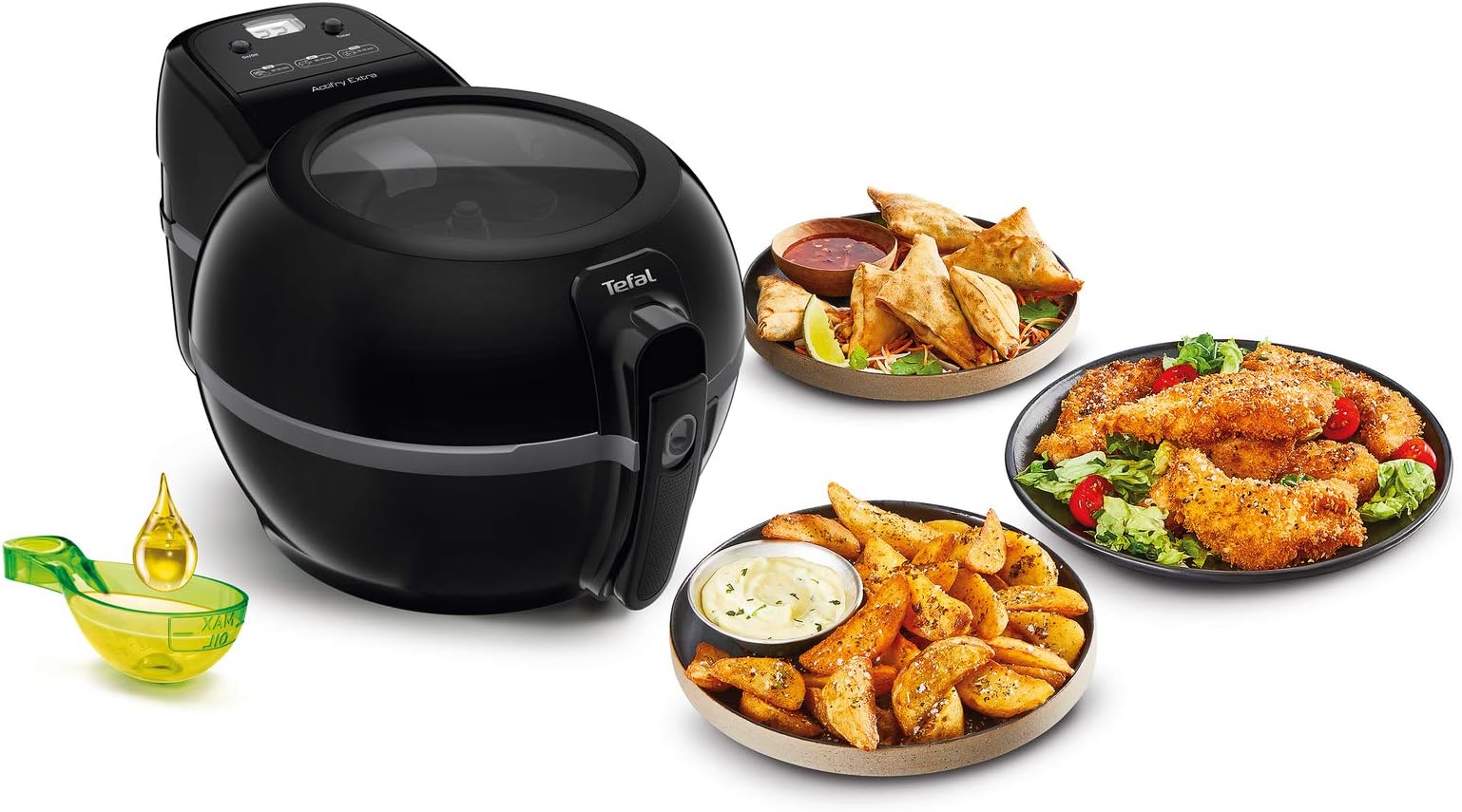 Actifry Extra Black FZ7228 Healthy Air Fryer, 1.2 kg Capacity for up to 6 People, Low Oil, Odourless, 300 Recipes