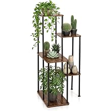 YORKING 5 Tier End Table Living Room, Modern Simple Living Room Small Side Table with Wood & Iron, Corner-Saving Design, Bedroom, Balcony to Store Decor, Plants & Daily Items