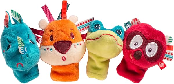 Lilliputiens - Set de Marionetas de Dedo Jungla - 4 Animales exóticos para espectáculos - Juguete sensorial e Interactivo para bebés - Marionetas de Mano para niños - Desde 12 Meses - 83105 - 1