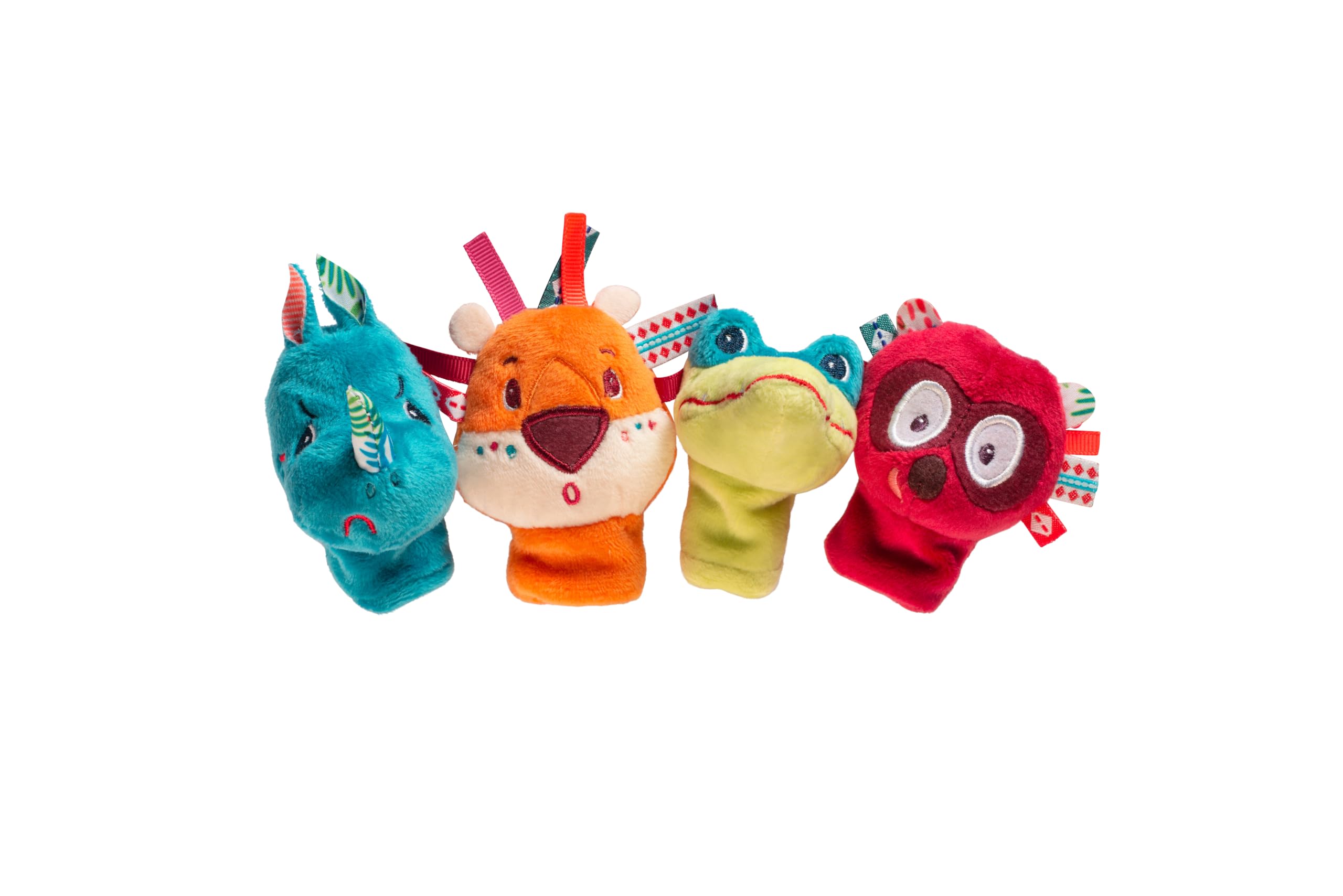 LILLIPUTIENS - Jungle Finger Puppet Set – 4 Exotic Animals for Shows – Interactive Sensory Toy for Babies – Finger Puppets for Babies - Awakening Play - From 12 Months - 83105