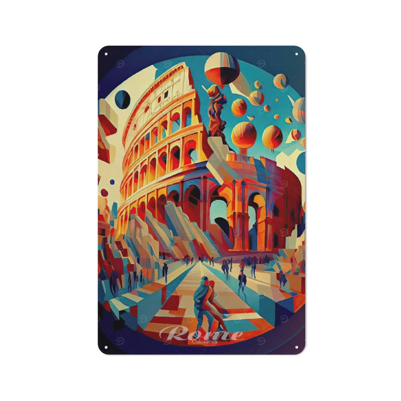 Junmoney Rome Colosseum 4 Vintage Metal Wall Sign 30X20cm For Garage Or Workshop, For Metal Sign Collectors, For Garage And Workshop Walls