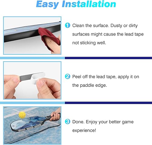 Miniatura 6 de GIGAPOWER Cinta de plomo de pickleball 10 tiras adhesivas de plomo de 011 onzas para raqueta de paleta de pickleball