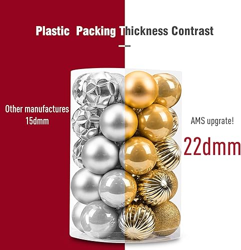 Miniatura 27 de AMS 2.36''/60mm 34ct Christmas Ball Large Ornaments Party Decorations Shatterproof Festival Pendant Hangings for Xmas Tree Decor (60mm, Purple)