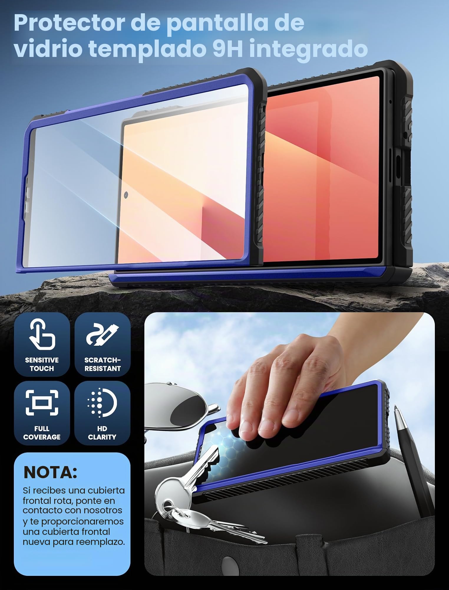 i-Blason Funda con Soporte para Samsung Galaxy ZFold 7 [Armorbox] con Protector de Pantalla de Vidrio Templado [Protección de Bisagra] Protectora Completa Prueba de Golpes Resistente Case (Cobalt)