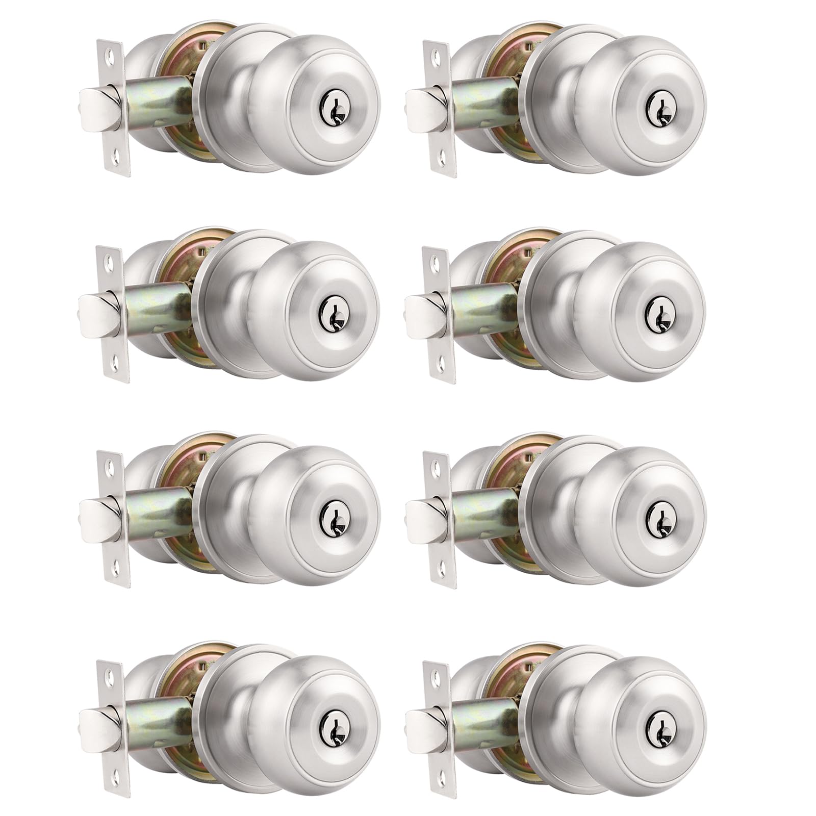 Polished Brass Door Knobs - Keyed Entry Locks -24