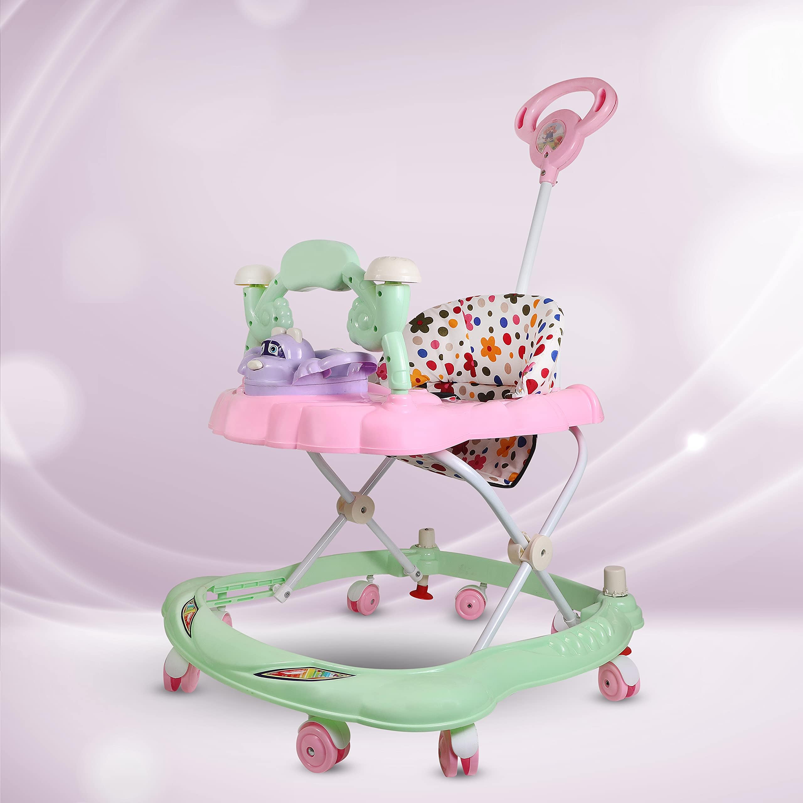 Stepupp Activity Baby Walker Cum Rocker for Kids with Adjustable Height Musical and Light for 6 to 18 Months Best Choice for Your Baby for Growing Future Recommended for Kids Activity Walker (Pink)