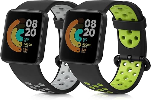 kwmobile Correas compatibles con correas de reloj Xiaomi Mi Watch LiteRedmi - 2 correas de reloj de silicona de repuesto, color negroazul oscuro