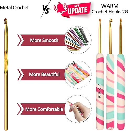 Miniatura 3 de Coopay Juego de ganchos de ganchillo cálidos 2G para mujeres, niñas, mamá, adolescentes, lindas agujas de ganchillo para arte de ganchillo de