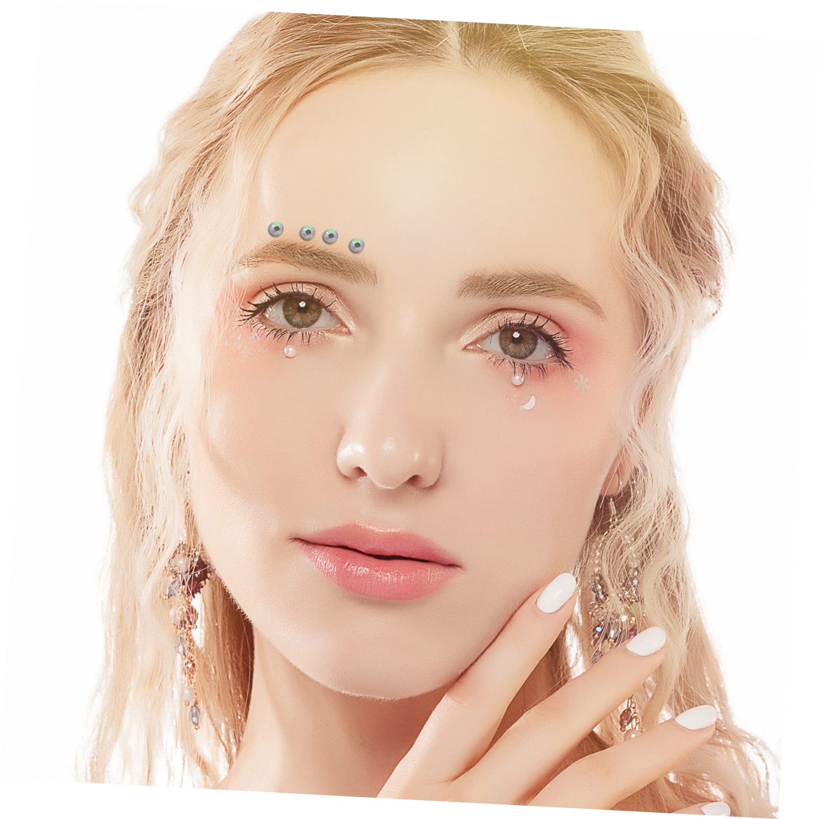 5 Set Di Adesivi Con Gemme Per Il Viso Con Strass Occhi Gioielli Per Il Corpo Decorazioni Acriliche Per Il Viso Per Feste in Costume 6 Fogli * 5
