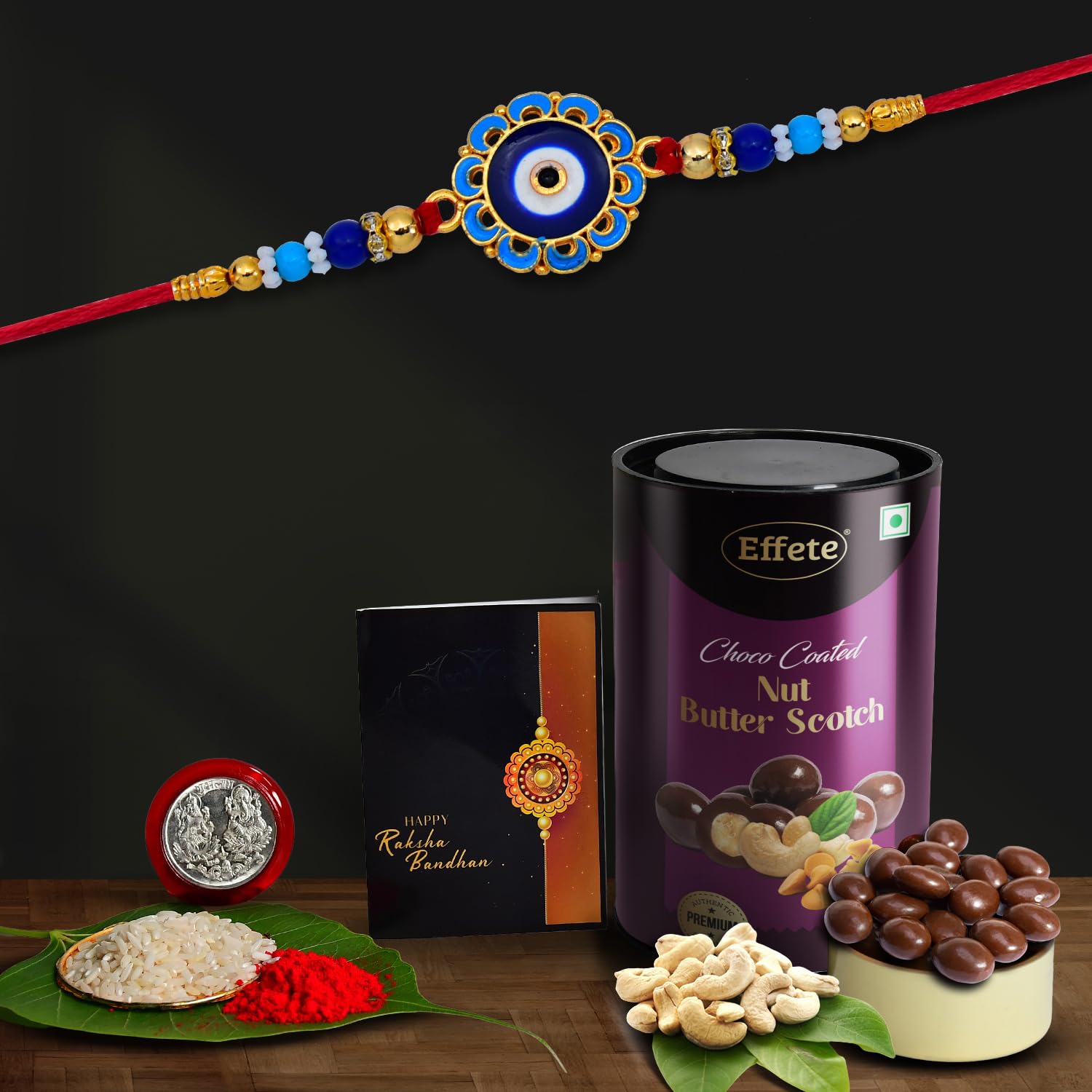 DeoDap Rakhi (K1_275_BS) & Chocolate Butter Scotch 96gm| Rakhi for brother with gift | Rakhi with chocolate |rakhi combo for brother | Set of 1 Rakhi | Effete Chocolate|