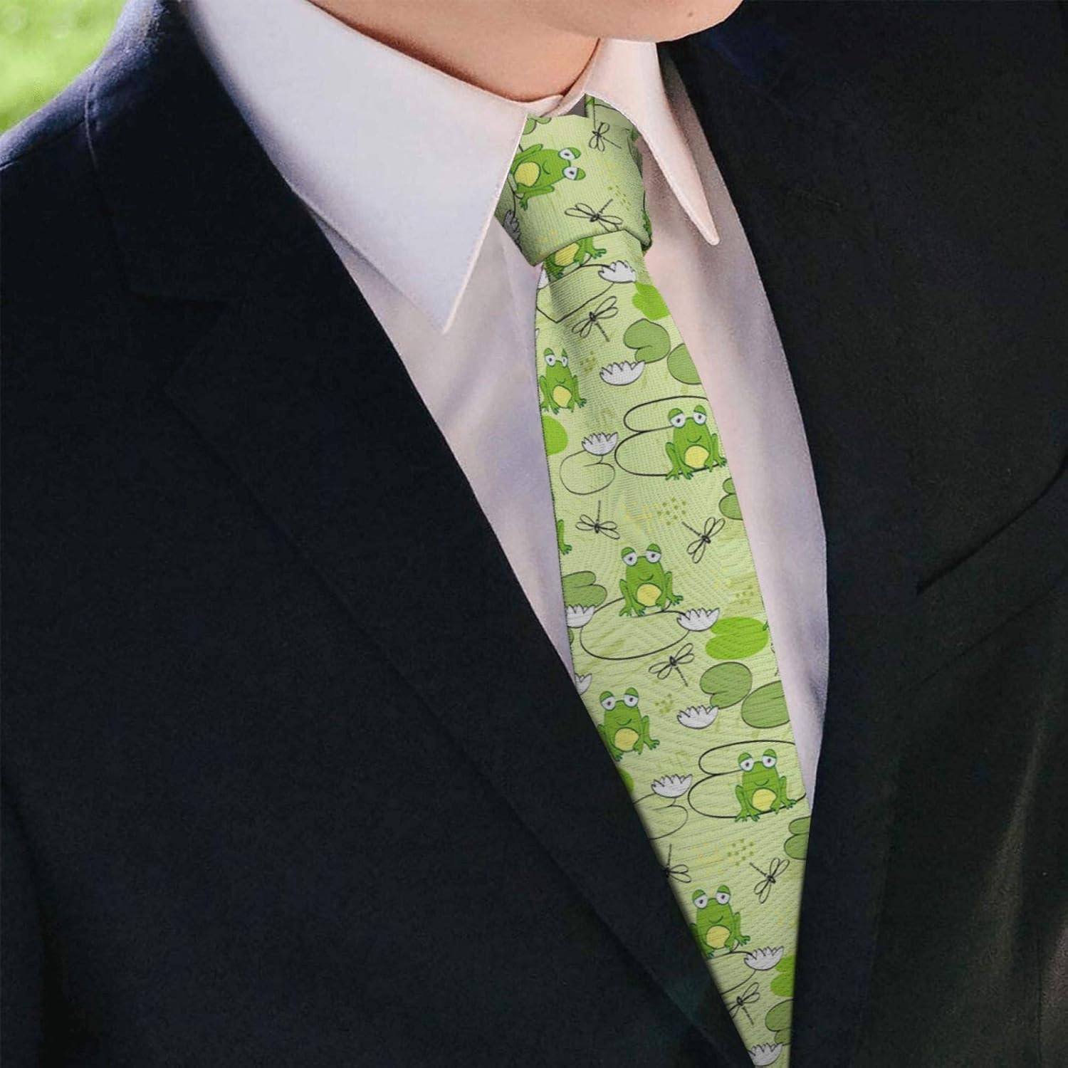 WOAIDY Mens Ties Novelty Funny Frog Tie Party Business Date Wedding Formal Casual Neck Ties Comfortable Durable Necktie (Green) One Size : Clothing, Shoes & Jewelry