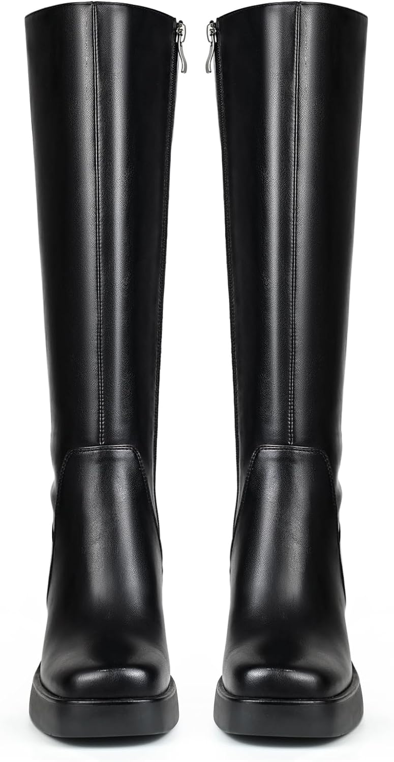 Women's Platform Knee High Boots Chunky Heel Fashion Casual Tall Boot