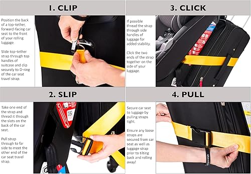 Miniatura 4 de Cinturón de viaje para asiento de automóvil | Correa de equipaje – Convierte el asiento del automóvil y el equipaje de mano en transportador del