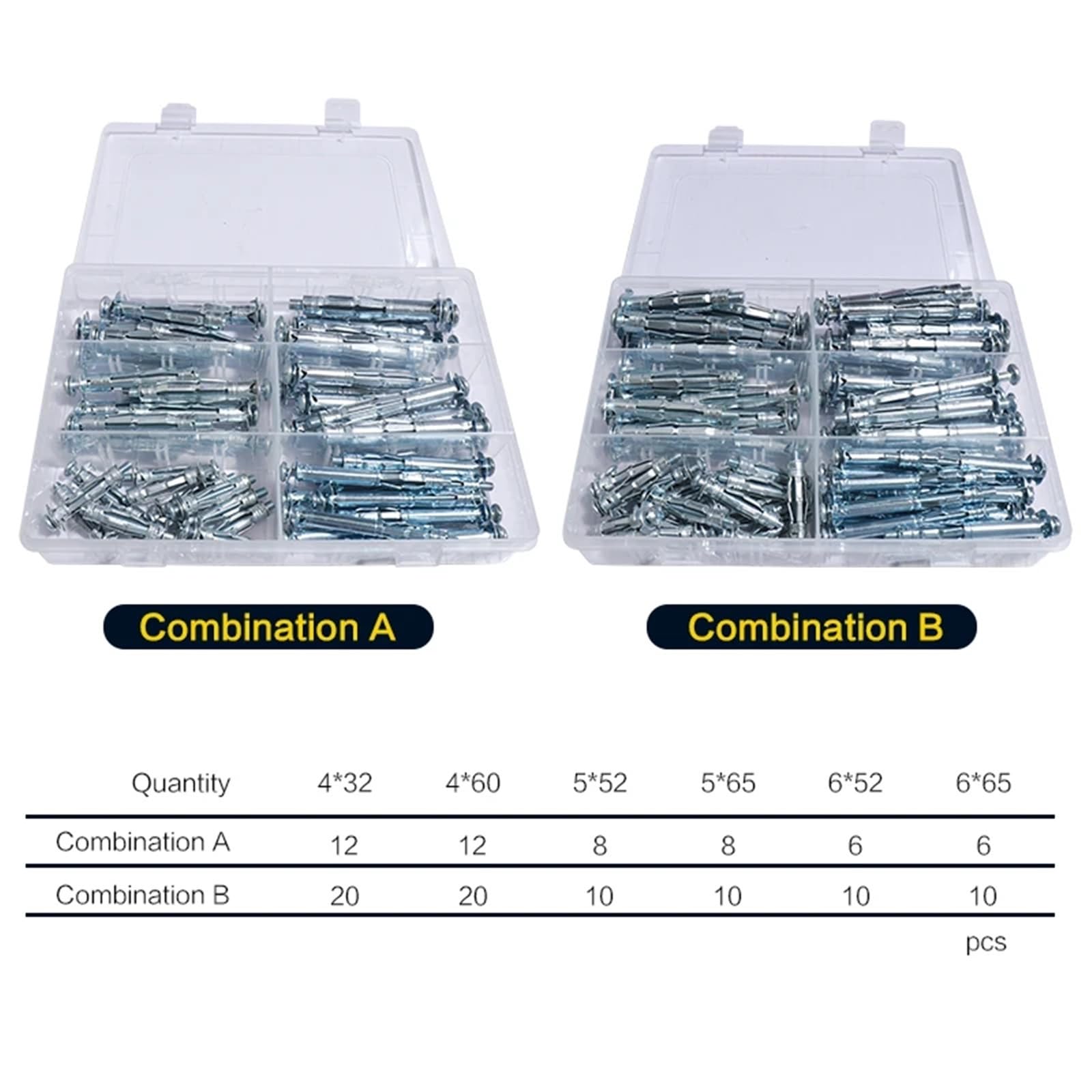 Tacos de expansión Kit surtido de pernos, anclajes for paredes huecas, perfectos for fijar paneles yeso, placas y a o techos (kit surtido)(Assortment B(80pcs))