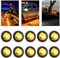 Vista 1 de juego de 10 luces LED selladas impermeables ámbar de 3/4" mini redondas, luces indicadoras delanteras, traseras y laterales, luces de gálibo
