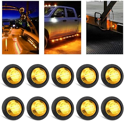 FABOOD F 10 unidades selladas impermeables ámbar de 34 pulgadas mini redondo distancia LED delantero trasero indicador lateral bala ojal marcador