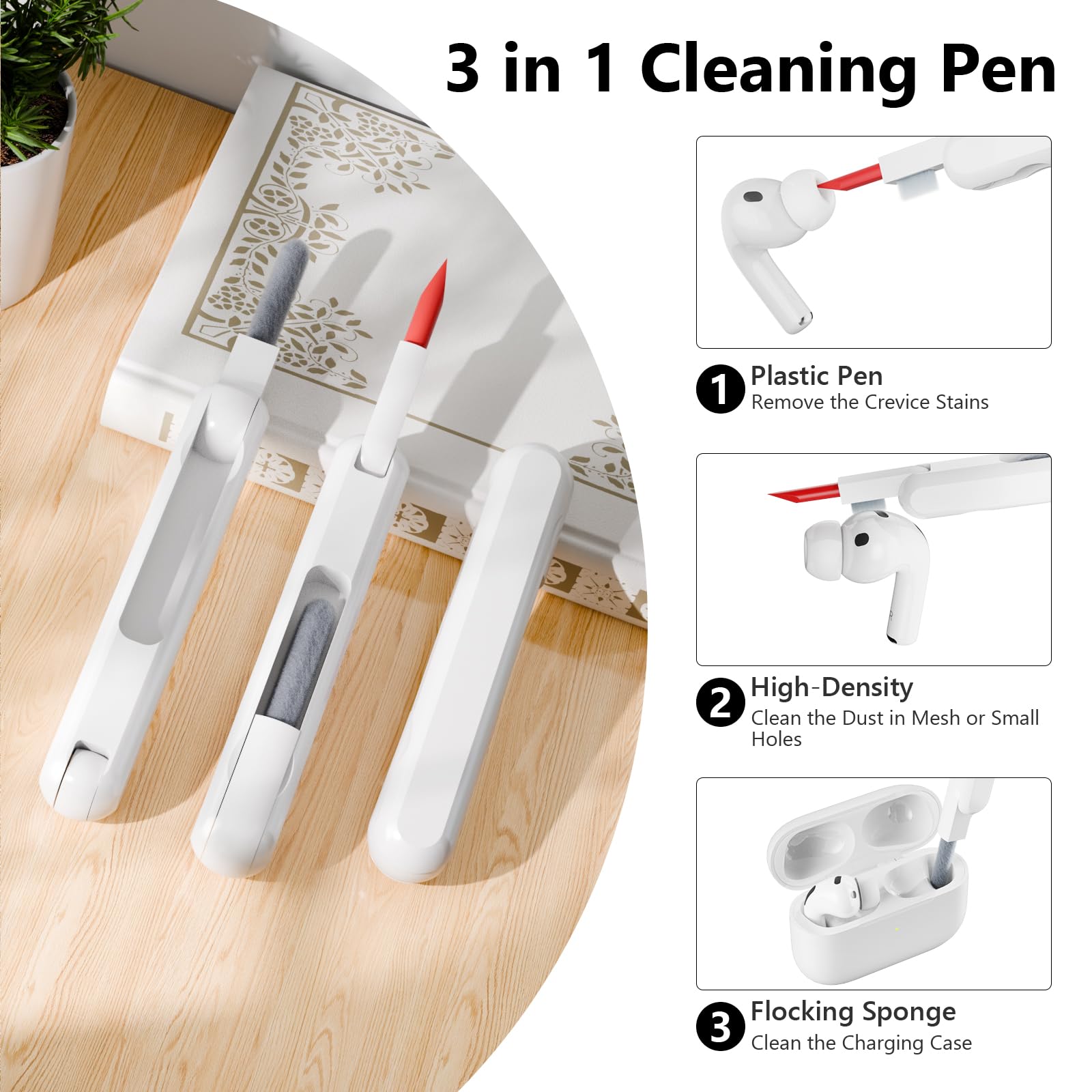 Custodia Case Compatibile con AirPods Pro 3 2025 con Kit di Pulizia, Case Cover Protettiva in Morbido Silicone per AirPods Pro 3ª Generazione con Moschettone, LED Anteriore Visibile, Deep Green - 3