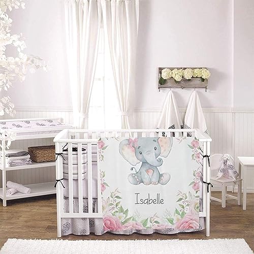 Miniatura 3 de Manta de forro polar súper suave para bebé niña con nombre personalizado y diseño de elefante rosa para cumpleaños de niño y niña, 30 x 40 pulgadas