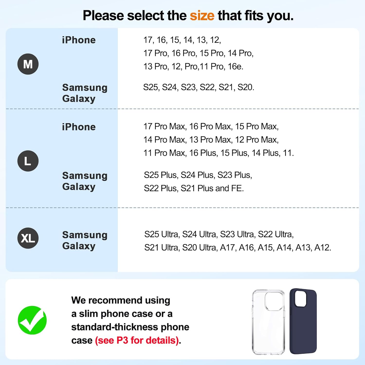 Phone Holster with Belt Clip Strong Magnetic Closure Nylon & Leather for iPhone Pro Max, Plus 17 16 15 14 13 12 16e, Samsung Galaxy Plus, FE S25 S24 S23 S22, L-Black - Image 2