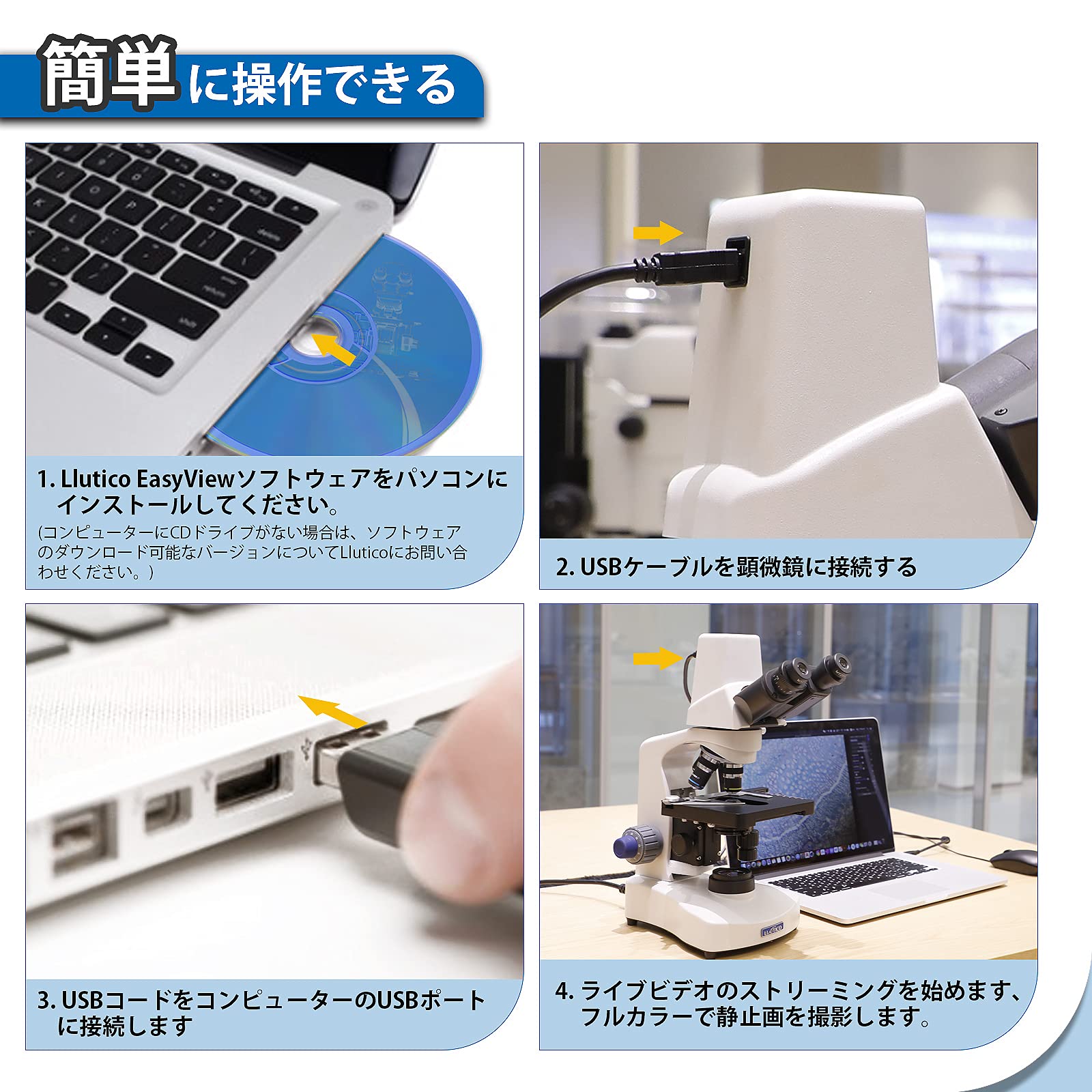Amazon.co.jp: Llutico Digital Microscope Hinged Binocular