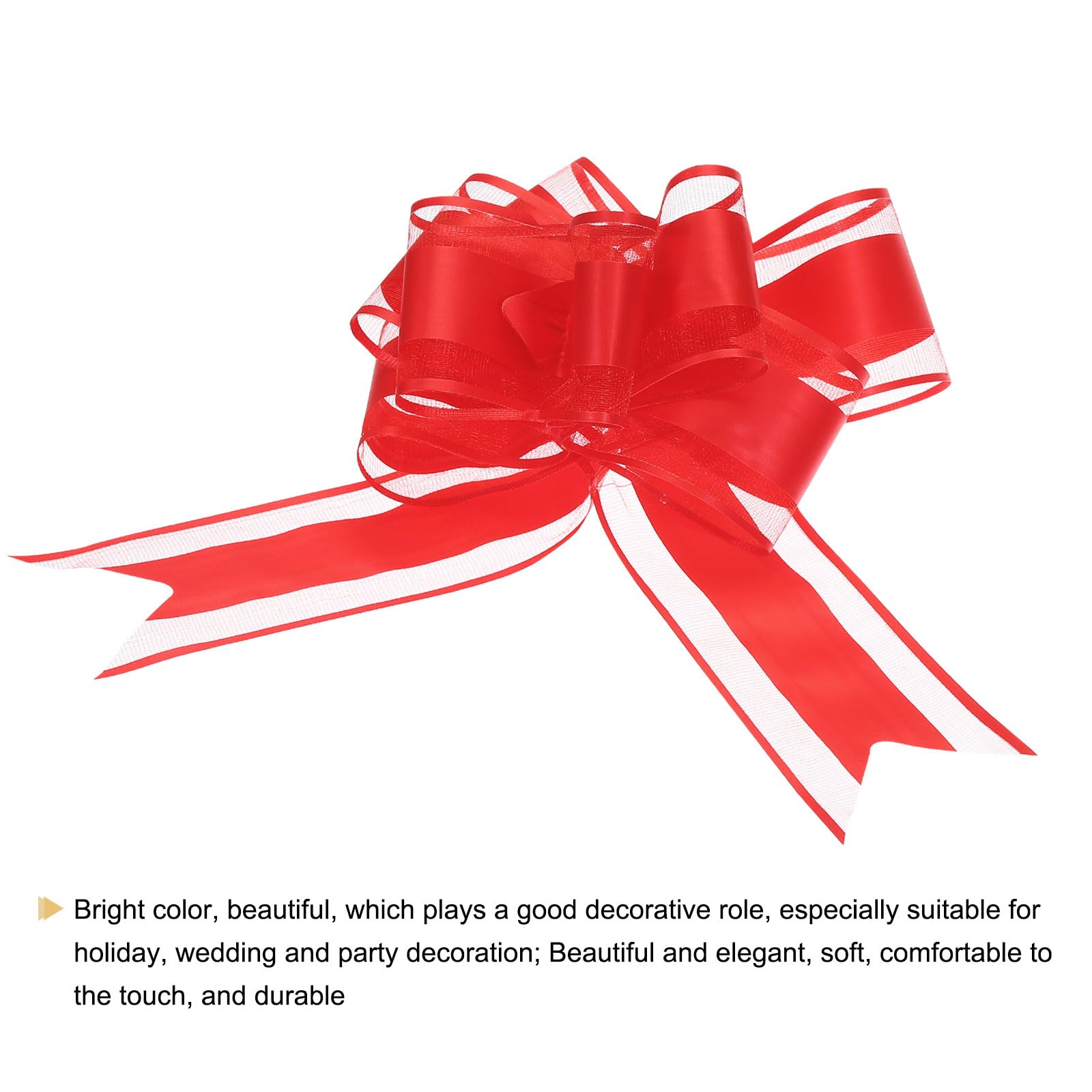 Uxcell 20pcs 9 Inch Giant Large Pull Bow Gift Wrapping Organza Bows Ribbon Red for Wedding Baskets Presents Christmas - Image 4