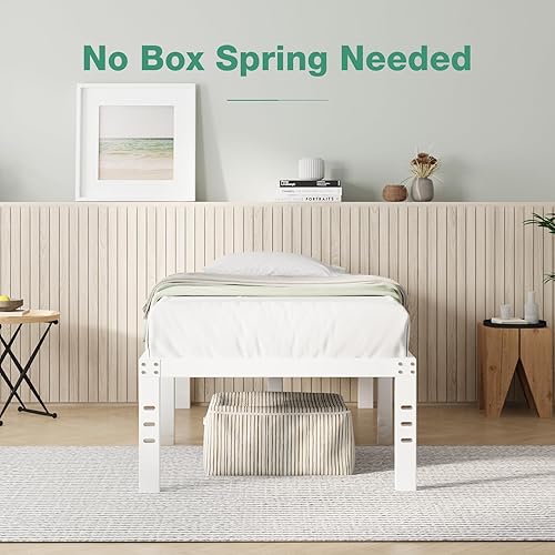 Miniatura 88 de Novilla - Base de cama matrimonial, plataforma de metal de 14 pulgadas, con espacio de almacenamiento debajo de la cama, soporte de listones de