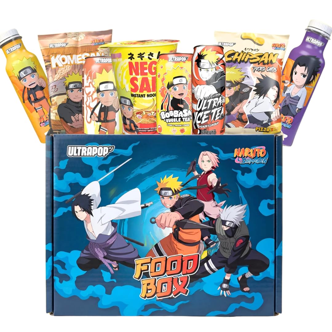 UltraPop Anime Food Box – Ninja Anime Snack- und Getränke Überraschungsbox mit Japanischen Süßigkeiten & Softdrinks | Geschenkbox für Fans Japanischer Animation +Heartglobal Versandschutz