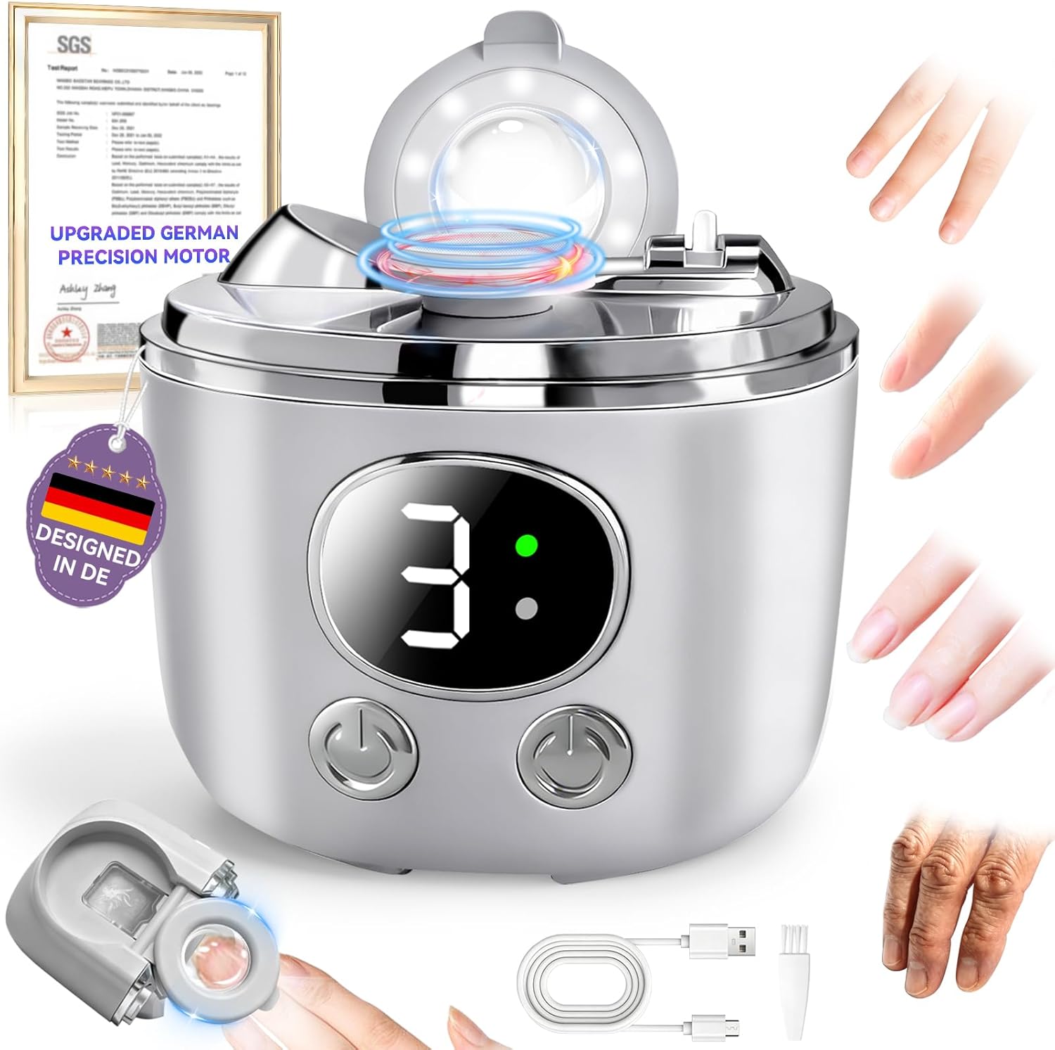 2026 Pro 6.0 Upgraded Electric Nail Clipper【Top1 German Motor +56% Power】【3 Speeds & Double Mouth Blade】【LED Light & Magnifier Assistance】Clear Vision, Precise Trimming (Suitable for Families,Seniors)