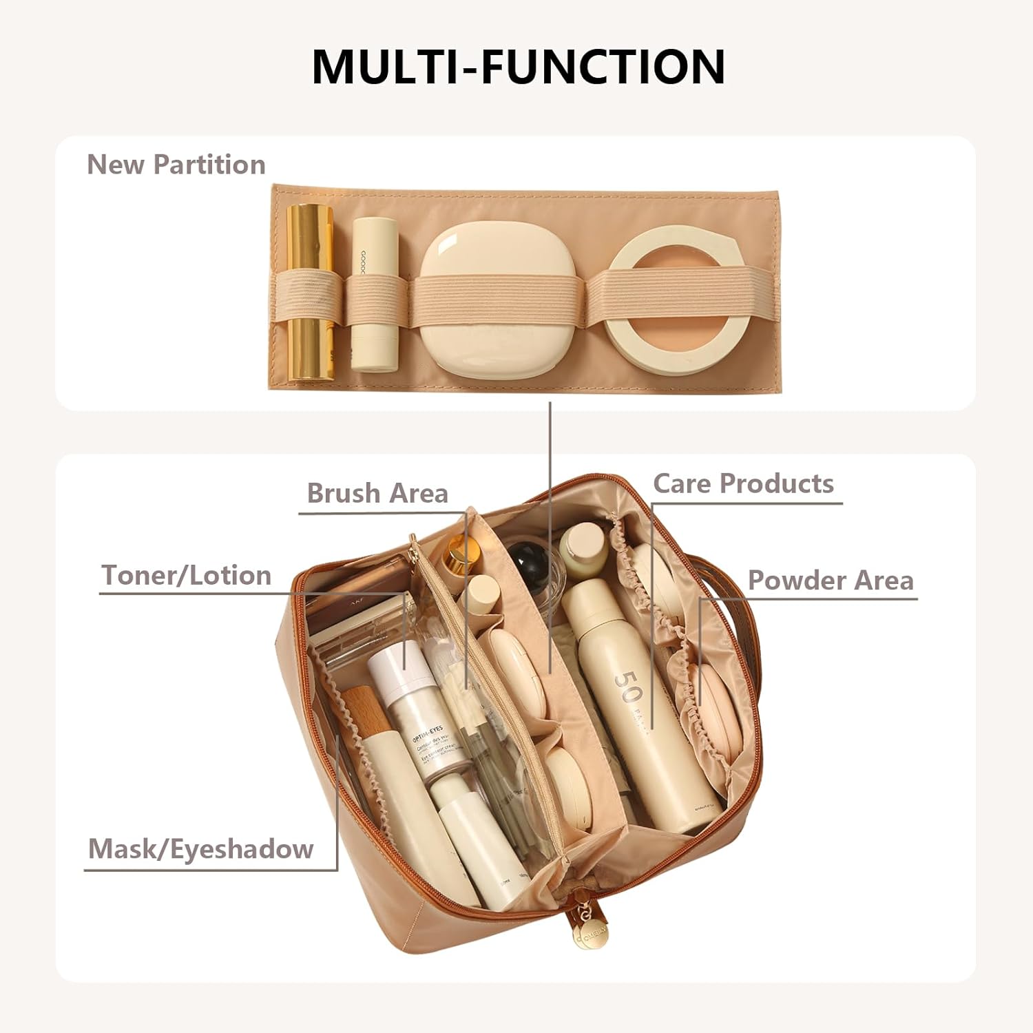 Travel Makeup Bag Toiletry Bag for Women Large Cosmetic Travel Bag Makeup Storage Box Skincare Organizer Vanity Organizer Bag Multi-Function Makeup Organizer with Compartments Travel essentials - Image 2