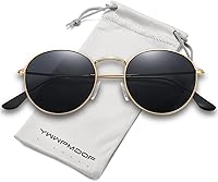 Trendy Polarized Round Sunglasses for Women & Men - UV400 Protection, Lightweight Metal Frame, Anti-Slip Comfort