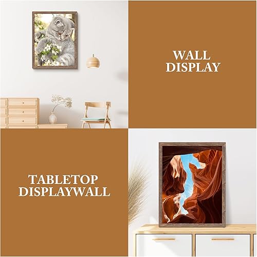 Miniatura 6 de Golden State Art, Marco de fotos de 18 x 24 pulgadas, moldeado ancho, estilo rústico de grano de madera, ideal para mostrar fotos, rompecabezas,