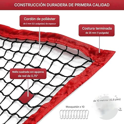 Miniatura 8 de Red de entrenamiento de béisbol, red de bateo de béisbol, red de objetivo de pelota de 10 x 10 pies, malla de rebote para golf, red de práctica para