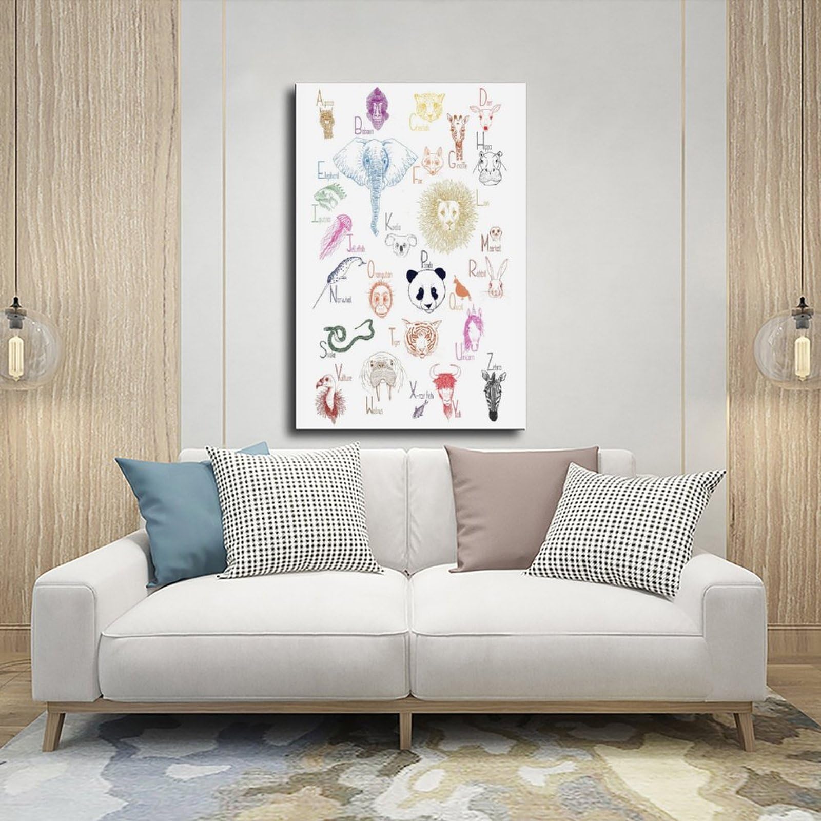 Poster éducatif sur toile de l'alphabet pour enfants - Décoration murale pour salon, chambre à coucher - 61 x 91,4 cm (L x l)