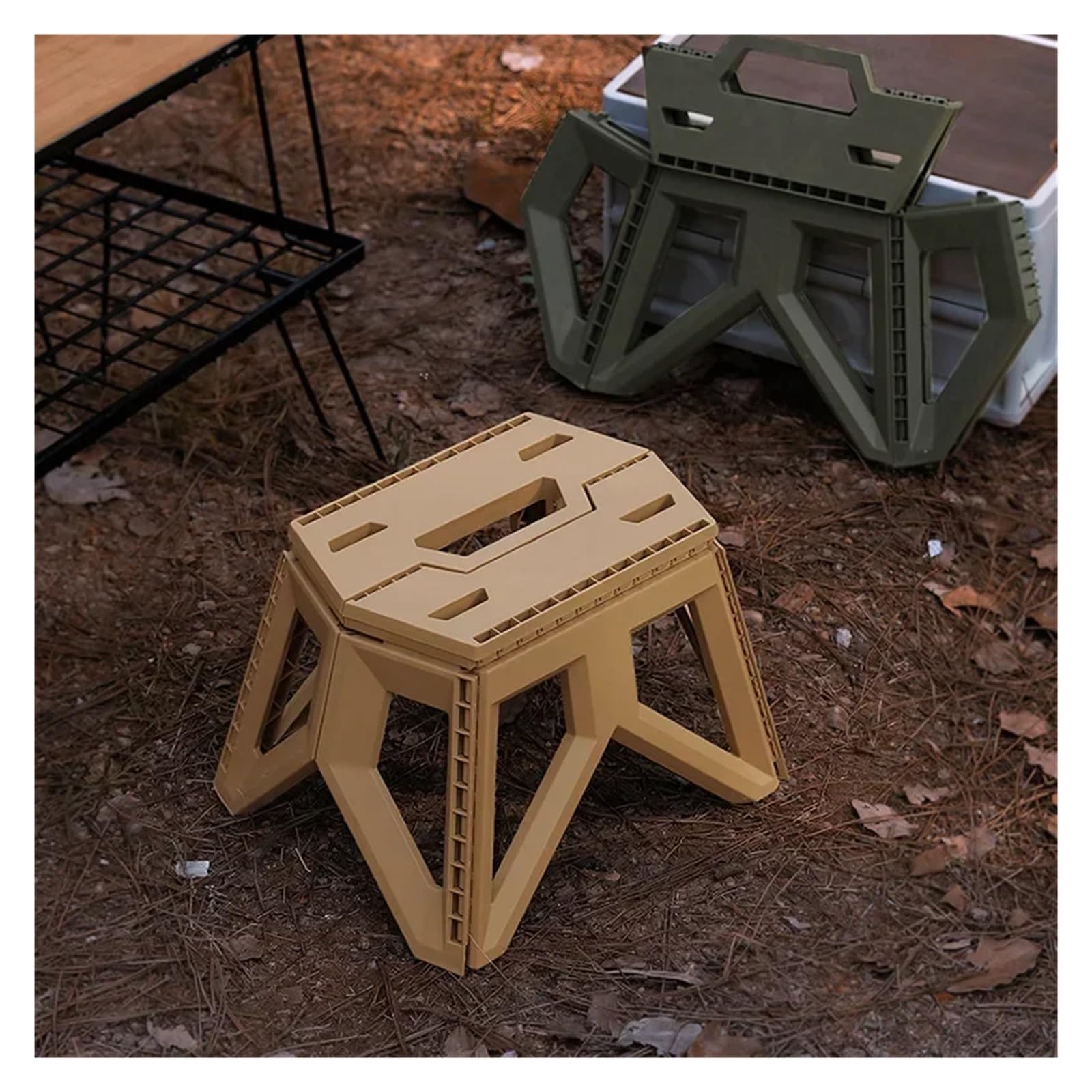 Przenośny plastikowy taboret camping z rączką o wysokiej nośności(Black)