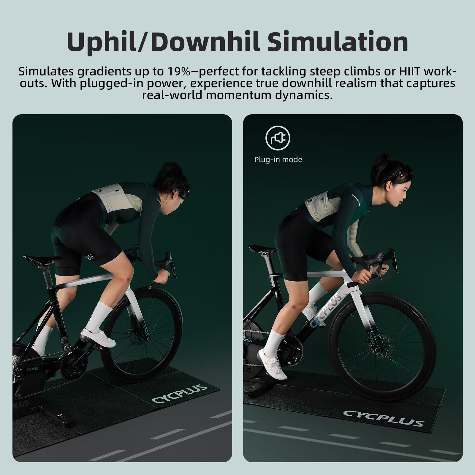 CYCPLUS R200 Smart Indoor Bike Trainer, 2200W Brushless Motor, 19% Gradient Simulator, BLE & ANT+ Dual Mode, Virtual Shifting, Uphill/Downhill Simulation, Super Silence for Realistic Indoor Cycling