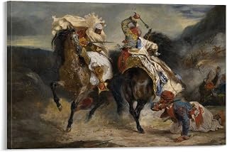 18 Masterpieces by Eugene Delacroix - Combat Between The Giaour and The Pasha Poster Decorative Painting Canvas Wall Art Living Room Posters Bedroom Painting 12x18inch(30x45cm)