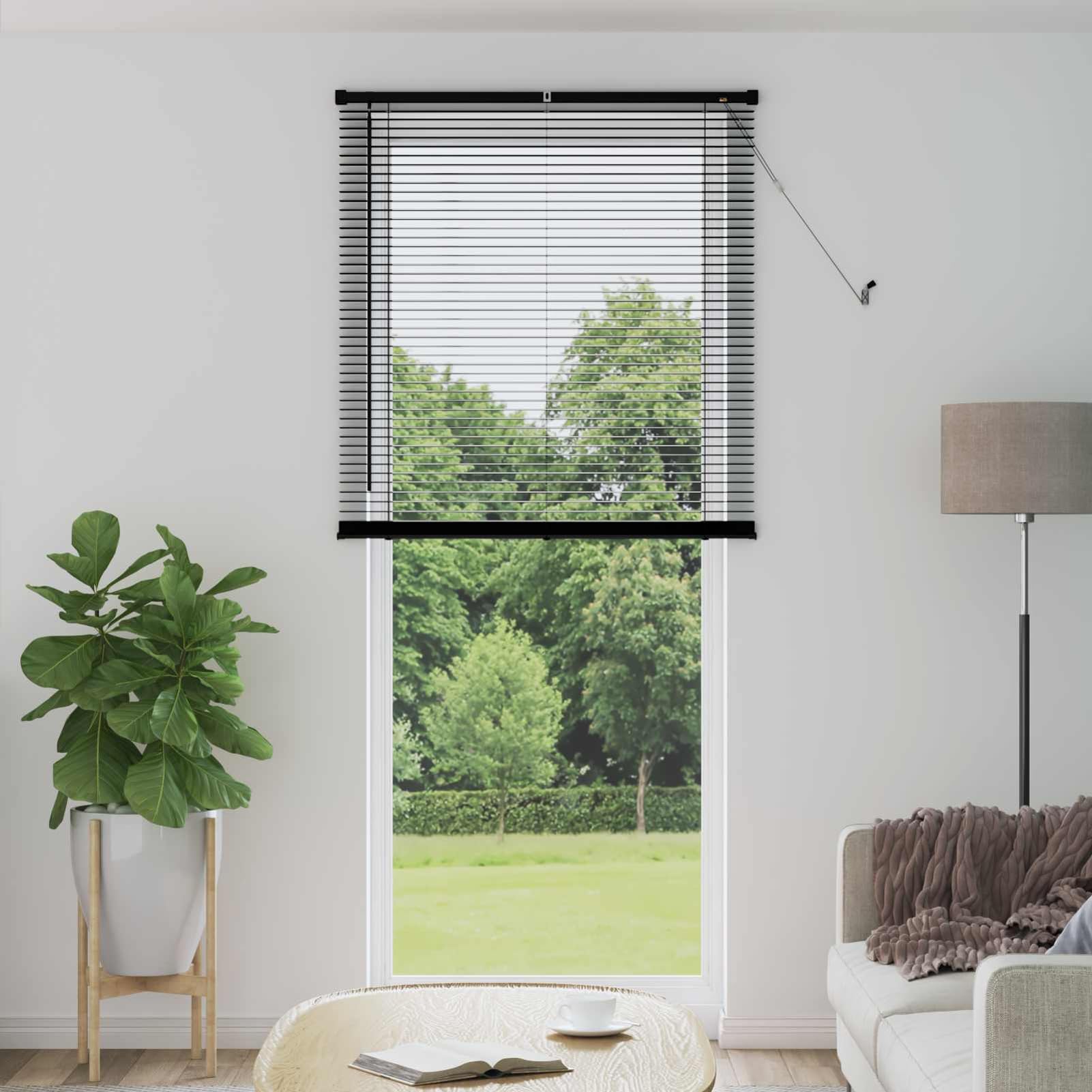 Gecheer Tapparella Veneziana, Regolabile Luci PVC Nero 213 x 70 cm, Design Moderno per Ufficio, Casa, Finestre Interne, Controllo Privacy, Facile Pulizia, Montaggio Sicuro