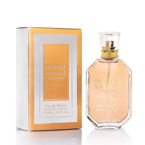 Intense Vanille para mujer, fragancia oriental gourmand, notas superiores de mezcla de orquídea de vainilla y jazmín con frijol tonka y azúcar