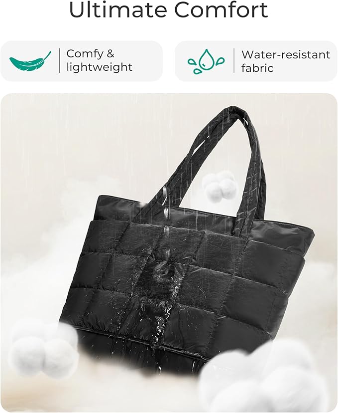 Bolsa Tote Expandible para Mujeres, Puffer, para Trabajo, Viaje y Gimnasio miniatura 5