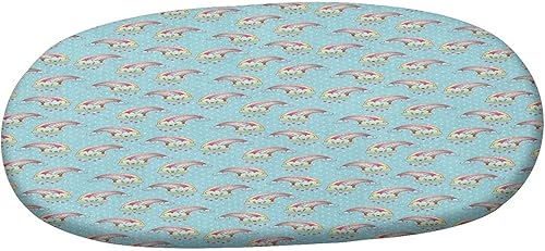 Miniatura 10 de Mantel ovalado ajustable de poliéster elástico, estampado de motivos circulares pastel dibujados a mano, para comedor, cocina, decoración de mesa,