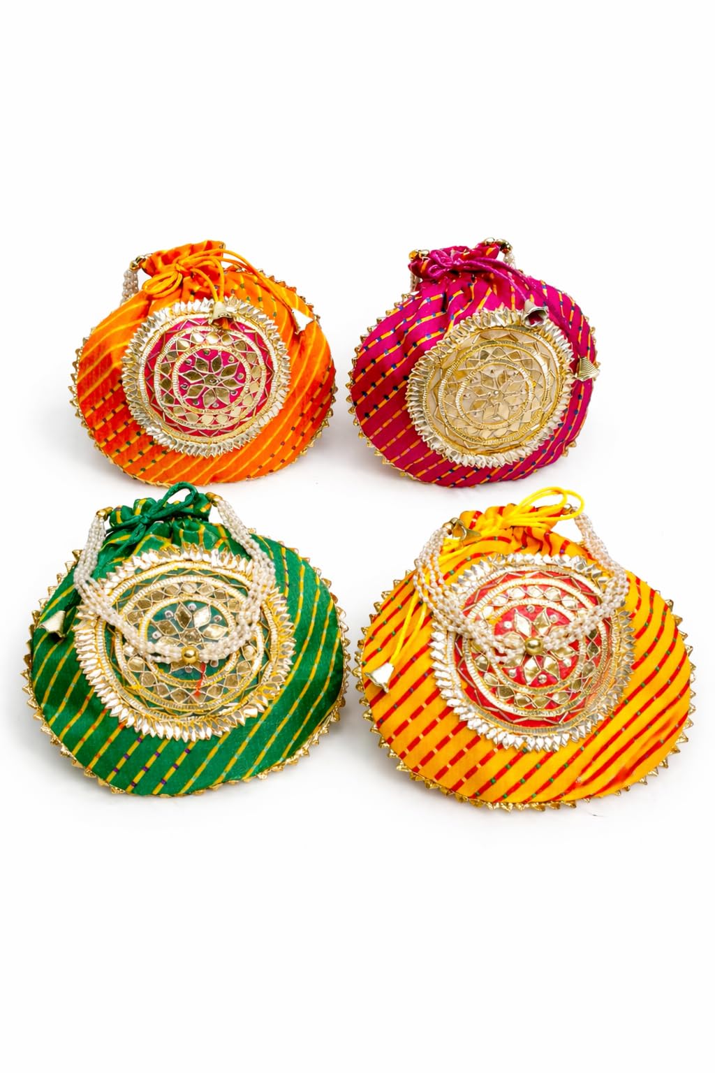 Lahariya Potli Bag for Women Traditional Ethnic Clutch with Pearl Handle Embroidered Designer Potli Purse for Wedding Festive Parties (random colour)-image-13