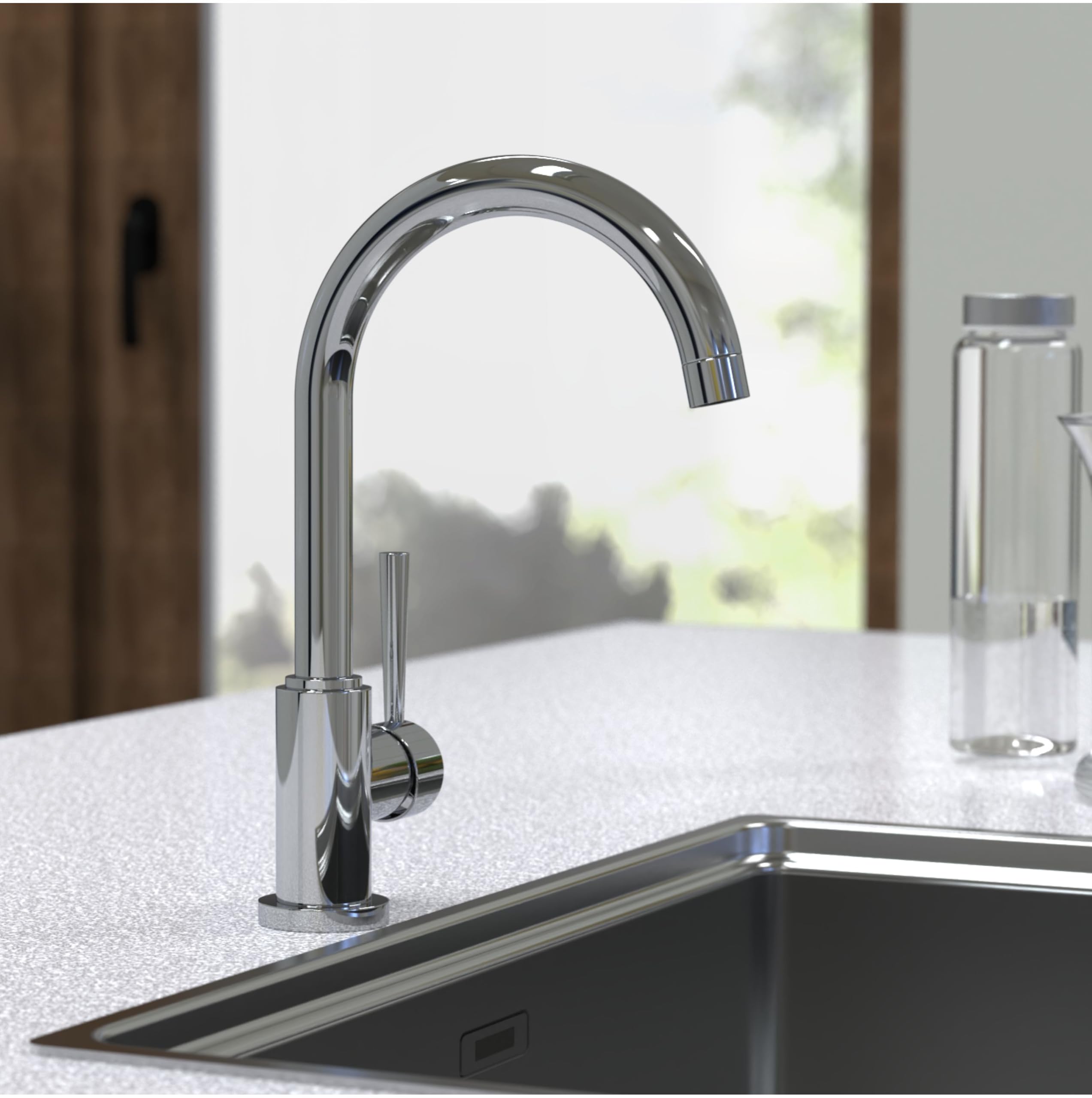 Grifo de cocina SCHÜTTE Cornwall, grifo de cocina, mezclador de fregadero giratorio 360 grados para fregaderos dobles, 79116 cromado