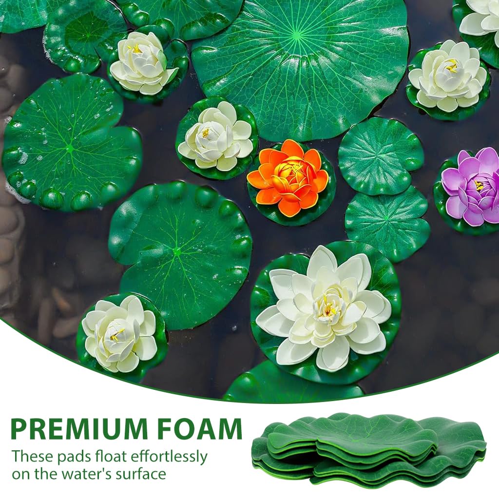 Artificial Lily Pads - Floating Lotus Leaves for Ponds & Pools -3