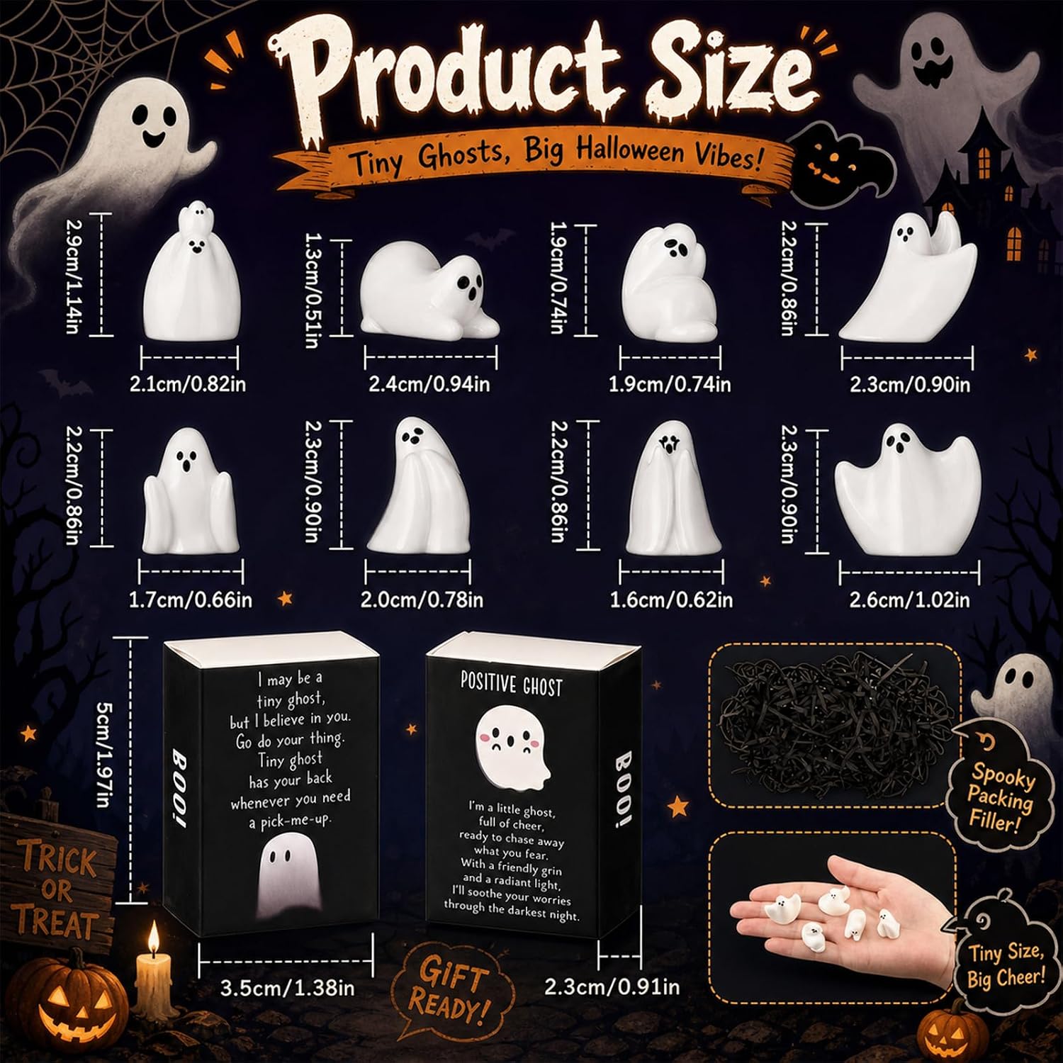 Cinnvoice 24 Set Halloween Party Favors Mini Ghost Gifts Bulk