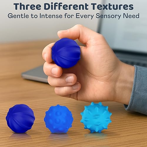 Miniatura 4 de Bolas sensoriales magnéticas para la ansiedad, 3 unidades, juguetes de silicona texturizados grandes para aliviar el estrés para adultos y