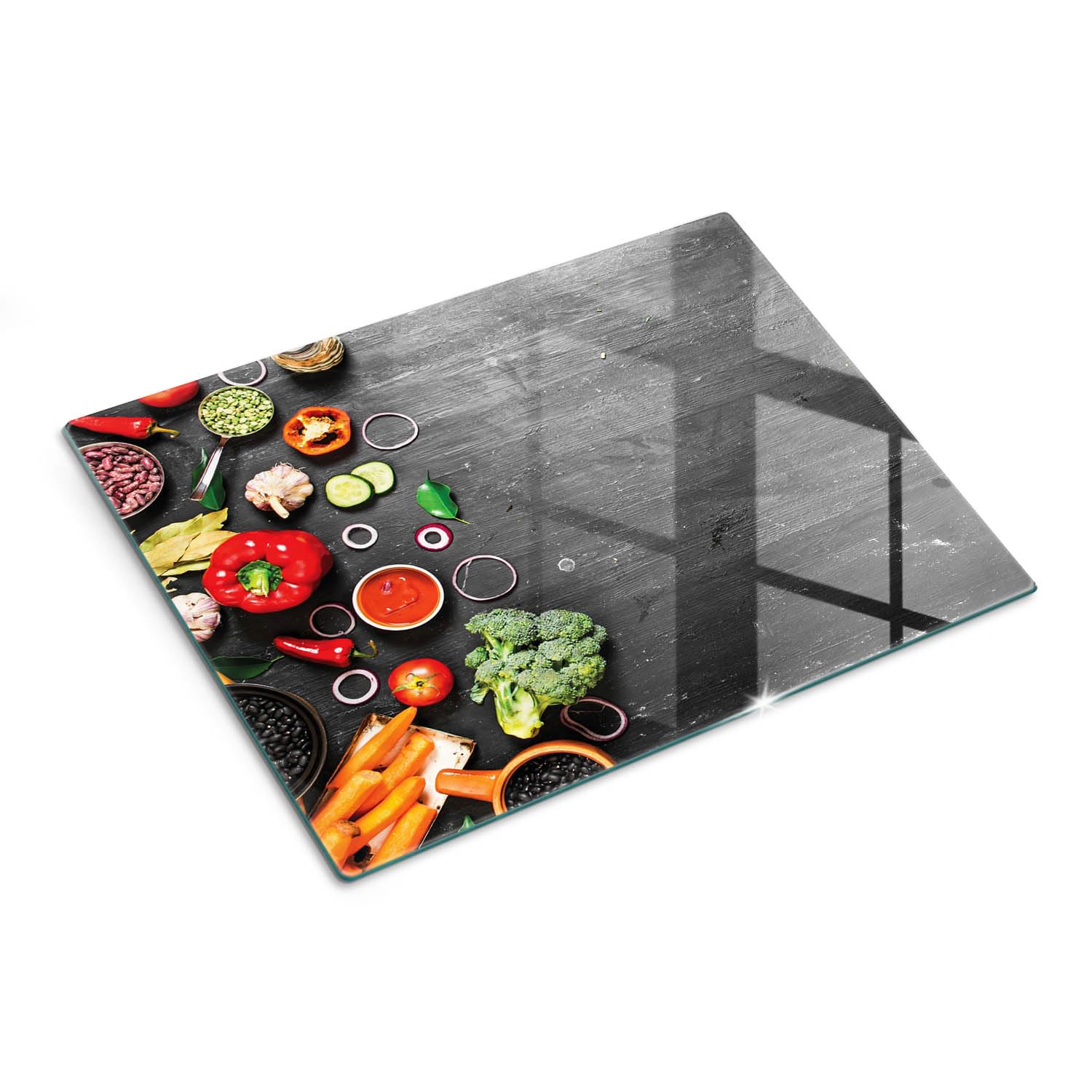 Accessorio da cucina: Coperchio in vetro e tagliere 40x30 cm Verdure Nere