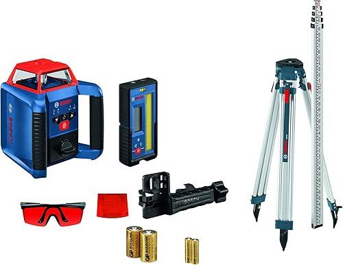 BOSCH GRL2000-40HK REVOLVE Kit de láser rotativo horizontal autonivelante, incluye trípode, varilla de grado, receptor láser, 2 baterías D, 2