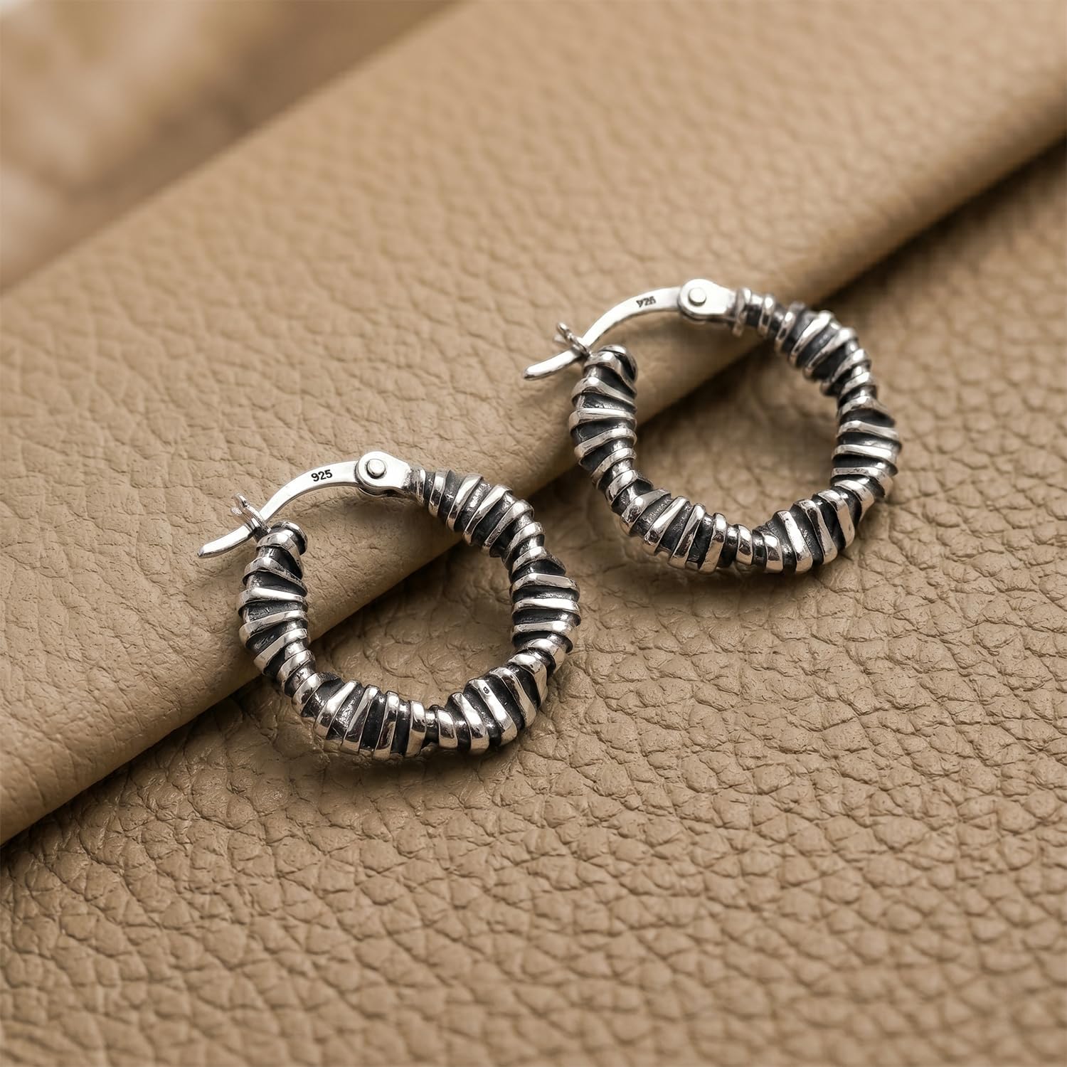 Charmsy 925 Sterling Silver Twisted Hoop Earrings for Women | Small Round Diamond-Cut Textured Hoop Earrings | Women's Classic Twist Click-Top Earring