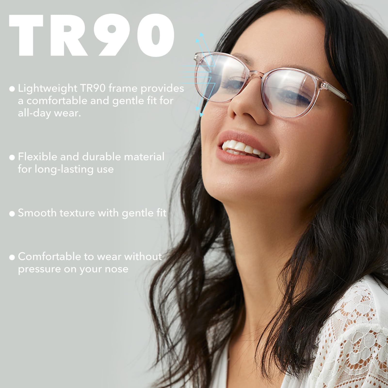 FONHCOO TR90 Occhiali da sole con blocco della luce blu, occhiali da computer da donna e uomo, alla moda, rotondi, trasparenti, anti luce blu